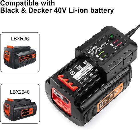40V Battery Charger LCS436 Replacement for Black and Decker 36v 40V Max Lithium Battery Charger LBXR36 LBX36 LBXR2036 LBX1540 LBX2040 LBX2540 Black and Decker 40 Volt in Saudi Arabia
