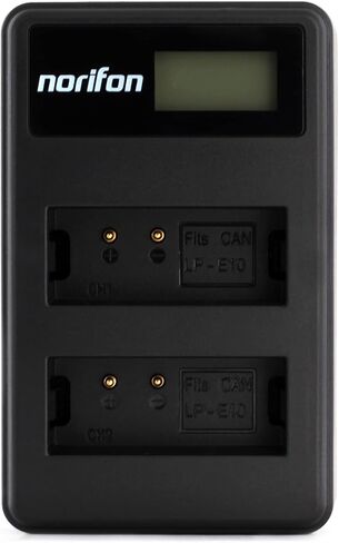Norifon LP-E10 Dual Channel LCD USB Charger for Canon EOS 1100D | Compatible with Canon EOS 1100D, EOS 1200D, EOS Kiss X50, EOS Rebel T3 Cameras in Kuwait