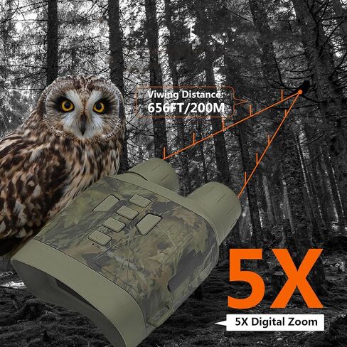 Night Vision Goggles Digital Night Vision Binoculars for Day and Night, Photo & Video, Travel, Rechargeable, 5X Digital Zoom, 300m Infrared Binoculars for Camping Fishing(Color:B) in Kuwait