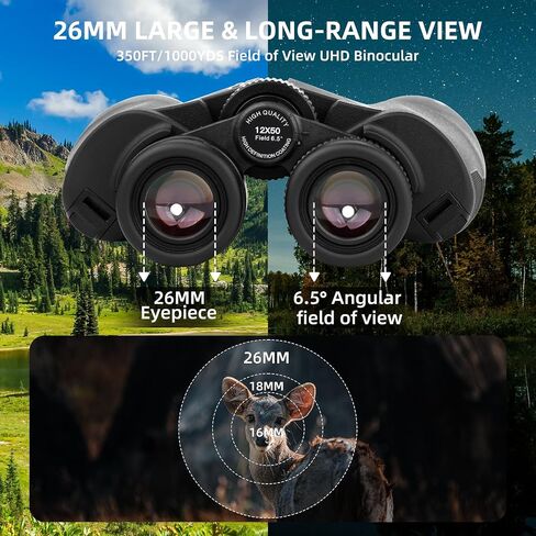 12x50 ED Binoculars for Adults High Powered UHD Optics BAK4 Prism FMC Lens | Waterproof Fogproof Binoculars Bird Watching Hunting Stargazing Low Light Vision Travel Hiking Compact ED Glass UHD Optics in Saudi Arabia