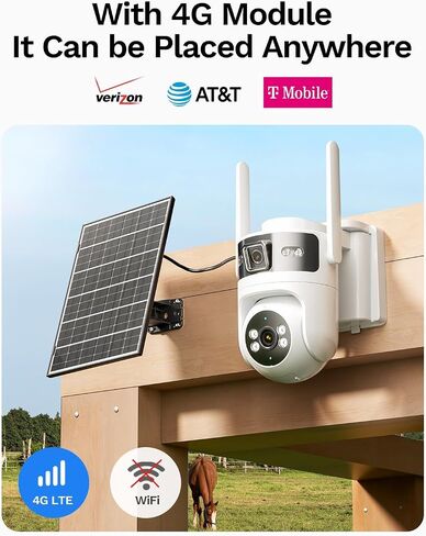 LongPlus Dual Lens Solar Security Camera, 2MP+2MP AOV 24/7 WiFi 6 Outdoor | 2MP+2MP dual lens, AOV 24/7 continuous recording, 2.4G/5G WiFi 6, Color night vision, 2-way talk, SD card local storage in Saudi Arabia