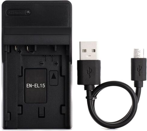 Norifon EN-EL15 USB Charger for Nikon 1 V1, D500, D600, D610, D7000 | Compaitible with Nikon D7100, D7200, D750, D800, D800E, D810, D810A Camera in Kuwait