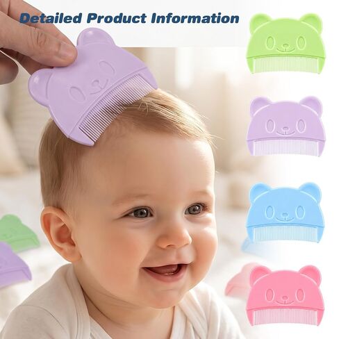 4Pcs Cute Cradle Cap Comb Baby Hair Combs Bear Shaped Bath Brush | Plastic, Gentle Touch, Easy To Hold, Bear Shaped, Double Sided, Fine Tooth, For Babies, Newborn, Baby Dandruff, Cradle Cap in Kuwait