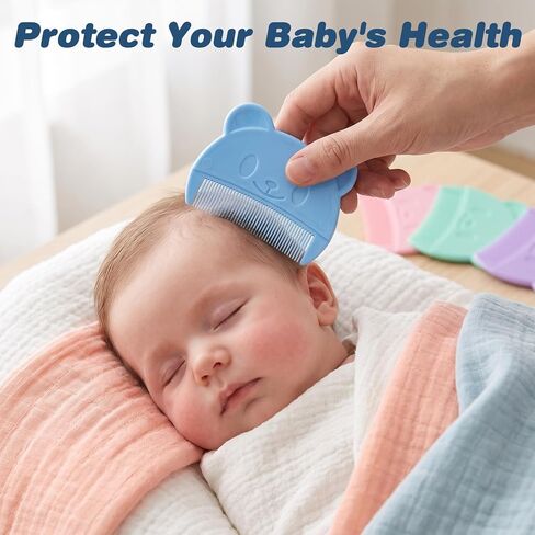 4Pcs Cute Cradle Cap Comb Baby Hair Combs Bear Shaped Bath Brush | Plastic, Gentle Touch, Easy To Hold, Bear Shaped, Double Sided, Fine Tooth, For Babies, Newborn, Baby Dandruff, Cradle Cap in Kuwait