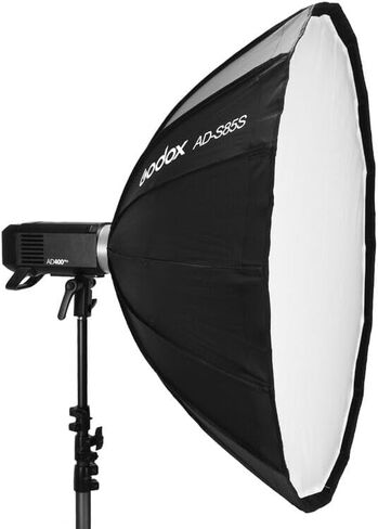 Godox Flash AD-S85S Parabolic Softbox for AD400Pro, 33.5 Inch Gold/Silver Reflective Interior, Dual-Look Light Modifier for Portrait, Commercial, and Creative Flash Photography in Saudi Arabia