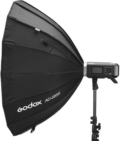 Godox Flash AD-S85S Parabolic Softbox for AD400Pro, 33.5 Inch Gold/Silver Reflective Interior, Dual-Look Light Modifier for Portrait, Commercial, and Creative Flash Photography in Saudi Arabia
