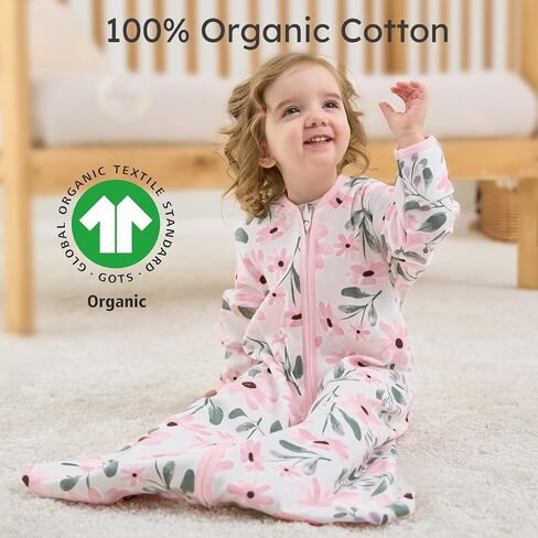 Yoofoss Baby Sleep Sack 12-18 Months Long Sleeve Wearable Blanket Baby 100% Cotton 2-Way Zipper 0.5 Tog Toddler Sleeping Sack, Lightweight(Large) in Saudi Arabia