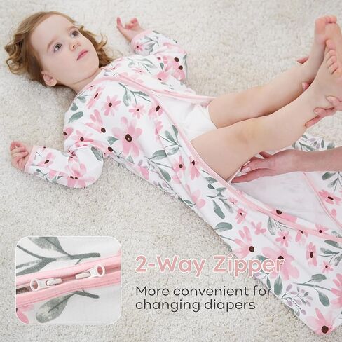 Yoofoss Baby Sleep Sack 12-18 Months Long Sleeve Wearable Blanket Baby 100% Cotton 2-Way Zipper 0.5 Tog Toddler Sleeping Sack, Lightweight(Large) in Saudi Arabia