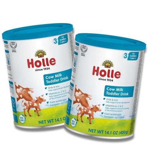Holle Cow Milk Toddler Drink Stage 3, 14.1 oz Tins, Pack of 6 | Six 14.1 oz tins of Cow Milk Toddler Drink Stage 3 for toddlers 12+ months, made with European cow's milk. in Kuwait