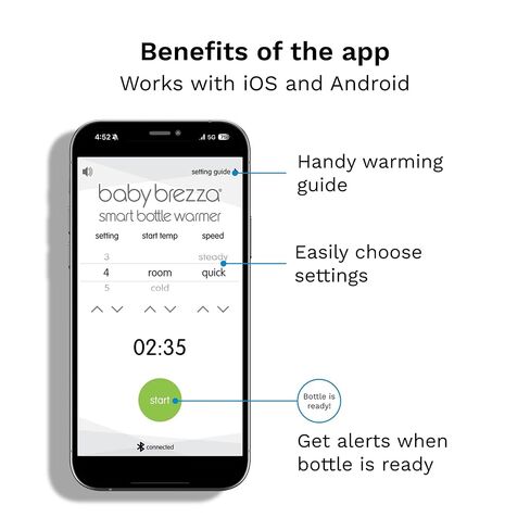 Baby Brezza Smart Baby Bottle Warmer, Breastmilk Warmer + Defroster | Different Temperatures for Breastmilk + Formula - Universal Fit for All Bottles + Milk Bags, Control via Free App in Saudi Arabia