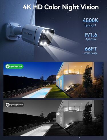FOSCAM 4K 8MP Security Cameras Wireless Outdoor, 5GHz&2.4GHz WiFi Camera for Home Security, 120° FoV Outside Surveillance Cam, AI Human/Vehicle Detection, 66FT Color Night Vision, 120dB Siren, IP66 in Saudi Arabia