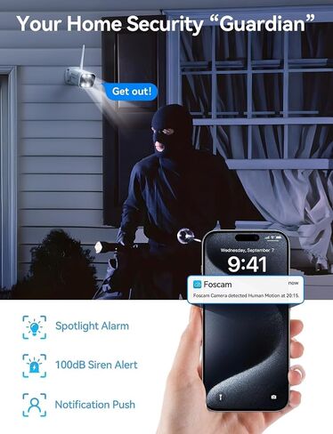 FOSCAM 4K 8MP Security Cameras Wireless Outdoor, 5GHz&2.4GHz WiFi Camera for Home Security, 120° FoV Outside Surveillance Cam, AI Human/Vehicle Detection, 66FT Color Night Vision, 120dB Siren, IP66 in Saudi Arabia