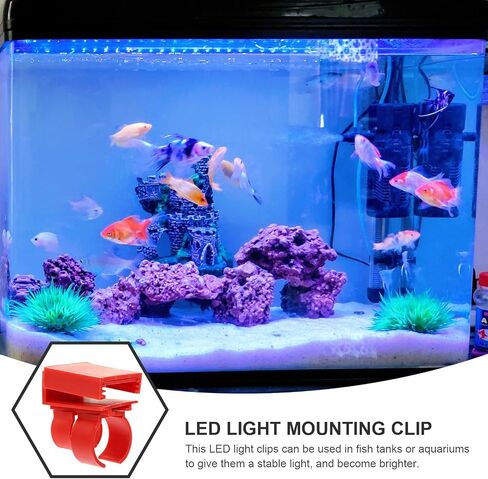WOONEKY 2pcs Reusable Plastic Aquarium Light Clips for Fish Tank Red LED Light Brackets Compatible with Fish Tank Stand Kits in Saudi Arabia