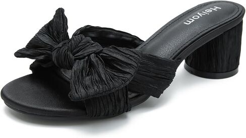 Heiyom Women's Bowknot Chunky Heels Sandals Party Dress Shoes in Saudi Arabia