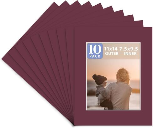 Golden State Art 10 Pack Acid-Free Picture Mat 8x10 for 5x7 Basque Green | Colored Photo Mat Pre-Cut 4.5x6.5 Opening 4-Ply Thick White Core Bevel Cut Great for Frames, Artwork, Prints, Pictures in Kuwait