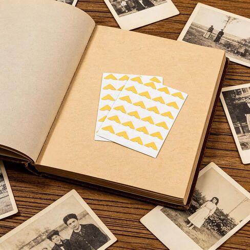 TIVTHINE 240 Pcs Gold Photo Corners for Scrapbooking, DIY Journal Craft | 240 gold photo corners on 10 sheets with peel-and-stick design, for scrapbooks, photo albums and wedding handmade projects. in Kuwait
