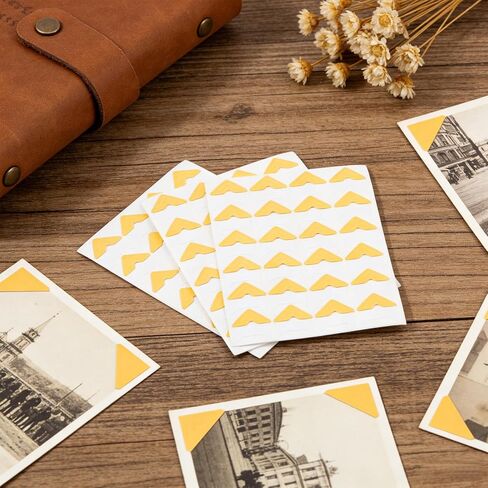 TIVTHINE 240 Pcs Gold Photo Corners for Scrapbooking, DIY Journal Craft | 240 gold photo corners on 10 sheets with peel-and-stick design, for scrapbooks, photo albums and wedding handmade projects. in Kuwait