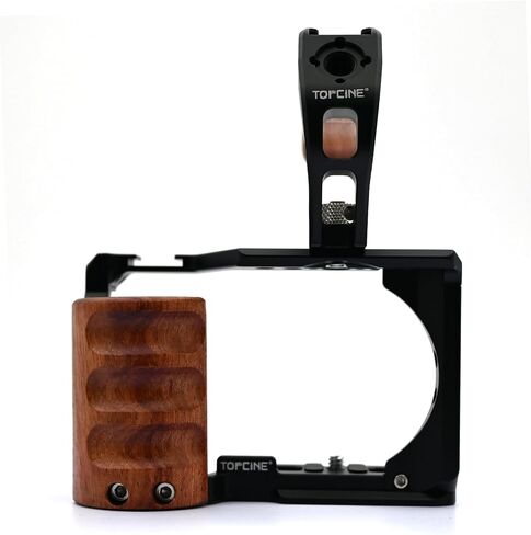 ZVE10 Cage Kit Compatible for Sony AlphaZV-E10 Camera Full Cage with Wooden Side Handgrip Tophandle Cold Shoe Mounts Multile 1/4 3/8 Threaded Hole Aluminum Camera Rig Photography Extension Accessories | Wooden Side Handgrip+Top Handle, Cold Shoe Mounts, M in Saudi Arabia