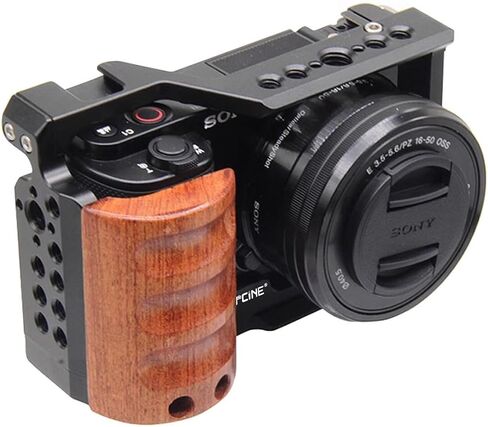 ZVE10 Cage Kit Compatible for Sony AlphaZV-E10 Camera Full Cage with Wooden Side Handgrip Tophandle Cold Shoe Mounts Multile 1/4 3/8 Threaded Hole Aluminum Camera Rig Photography Extension Accessories | Wooden Side Handgrip+Top Handle, Cold Shoe Mounts, M in Saudi Arabia