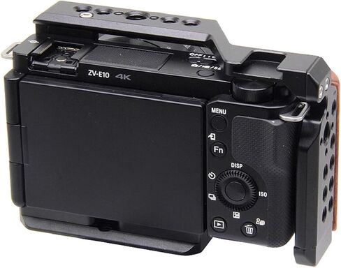 ZVE10 Cage Kit Compatible for Sony AlphaZV-E10 Camera Full Cage with Wooden Side Handgrip Tophandle Cold Shoe Mounts Multile 1/4 3/8 Threaded Hole Aluminum Camera Rig Photography Extension Accessories | Wooden Side Handgrip+Top Handle, Cold Shoe Mounts, M in Saudi Arabia