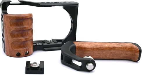 ZVE10 Cage Kit Compatible for Sony AlphaZV-E10 Camera Full Cage with Wooden Side Handgrip Tophandle Cold Shoe Mounts Multile 1/4 3/8 Threaded Hole Aluminum Camera Rig Photography Extension Accessories | Wooden Side Handgrip+Top Handle, Cold Shoe Mounts, M in Saudi Arabia