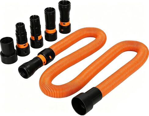 Qivine Shop Vac Hose 20FT, Wet/Dry Adjustable Dust Collection Hose, Rigid Shop Vacuum Hose with 6 Adapters for Woodworking Power Tool, Compatible with Dewalt DW6182, Bosch (Orange, B) in Saudi Arabia