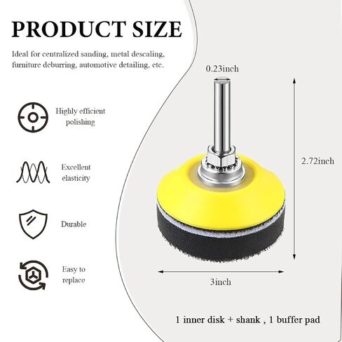 3 Inch Hook & Loop Sanding Backing Pad, Sanding Disc Pads with 1/4 Inch Shank & Soft Foam Layer Buffering Pad, Drill Attachment Polishing Kit for Air Die Grinder Sander in Saudi Arabia