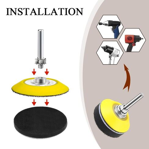 3 Inch Hook & Loop Sanding Backing Pad, Sanding Disc Pads with 1/4 Inch Shank & Soft Foam Layer Buffering Pad, Drill Attachment Polishing Kit for Air Die Grinder Sander in Saudi Arabia