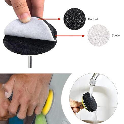 3 Inch Hook & Loop Sanding Backing Pad, Sanding Disc Pads with 1/4 Inch Shank & Soft Foam Layer Buffering Pad, Drill Attachment Polishing Kit for Air Die Grinder Sander in Saudi Arabia