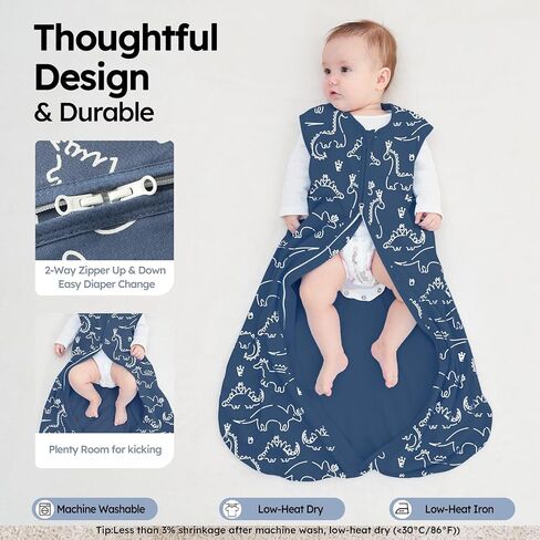 Yoofoss Baby Sleep Sack 6-12 Months 0.5 TOG Baby Wearable Blanket, 100% Organic Cotton Infant Toddler Sleeping Sack 2-Way Zipper Lightweight Sleep Sack, Grizzly in Saudi Arabia