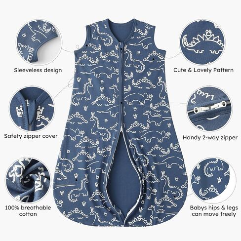 Yoofoss Baby Sleep Sack 6-12 Months 0.5 TOG Baby Wearable Blanket, 100% Organic Cotton Infant Toddler Sleeping Sack 2-Way Zipper Lightweight Sleep Sack, Grizzly in Saudi Arabia