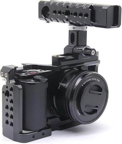 Universal Camera Cage Top Handle Grip with Removable 36mm Slider, Cold Shoe Mount and 1/4 3/8 Inch Screw Holes Including Positioning Hole for DSLR Mirrorless Rig in Saudi Arabia