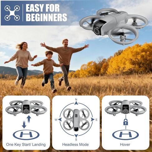 Camera Drone, 1080P HD Quadcopter for Beginners | One Key Takeoff/Landing, Altitude Hold, Headless Mode, 3D Flips, Trajectory Flight, 3 Speed Modes in Saudi Arabia