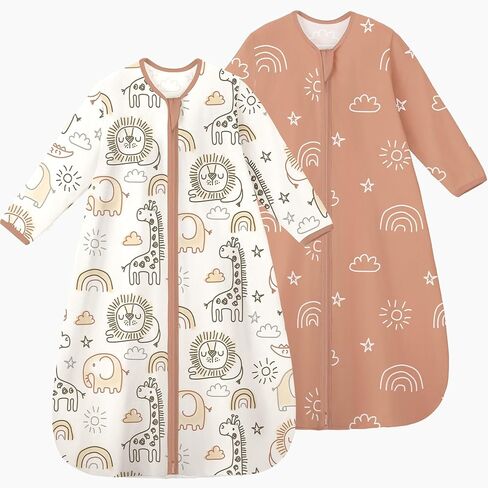 Yoofoss Baby Sleep Sack 18-24 Months Long Sleeve Wearable Blanket Baby 100% Cotton 2-Way Zipper 0.5 Tog Toddler Sleeping Sack, Lightweight(X-Large) in Saudi Arabia