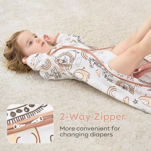 Yoofoss Baby Sleep Sack 18-24 Months Long Sleeve Wearable Blanket Baby 100% Cotton 2-Way Zipper 0.5 Tog Toddler Sleeping Sack, Lightweight(X-Large) in Saudi Arabia