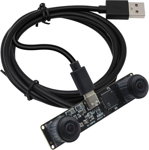 SVPRO Dual Lens USB Camera Module 1080P 60fps UVC Industrial Camera Board Synchronization Record in Color with Dual M12 Lens,Distortion-Free Wide Angle USB Board Camera for 3D,VR,Biometric Detection in Kuwait