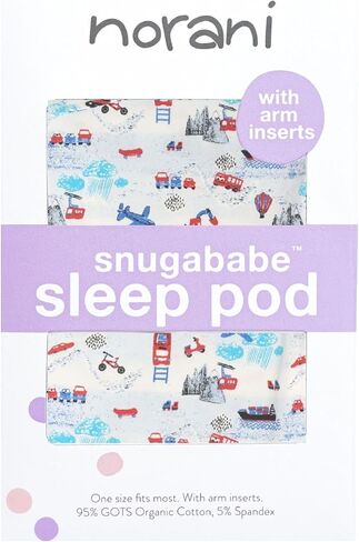 Baby Snugababe Swaddle Pod for Newborns | Secure Arm Inserts Prevent Escape | Easy-Zip for Diaper Changes | Transportation Print in Kuwait