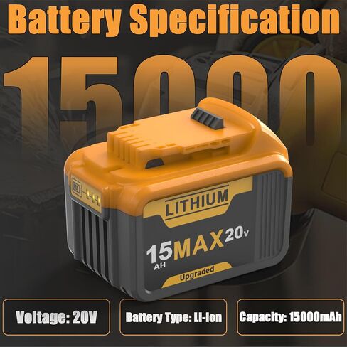 2 Pack 15Ah Replacement Compatible with Dewalt 20V Max Battery High Capacity Batteries 20 Volt Baterías Cordless Power Tools DCB205 DCB203 DCB200 DCB201 DCB204 DCB206 DCB207 in Kuwait