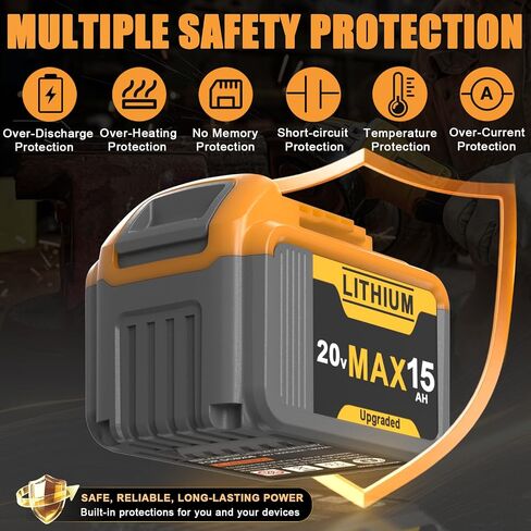 2 Pack 15Ah Replacement Compatible with Dewalt 20V Max Battery High Capacity Batteries 20 Volt Baterías Cordless Power Tools DCB205 DCB203 DCB200 DCB201 DCB204 DCB206 DCB207 in Kuwait