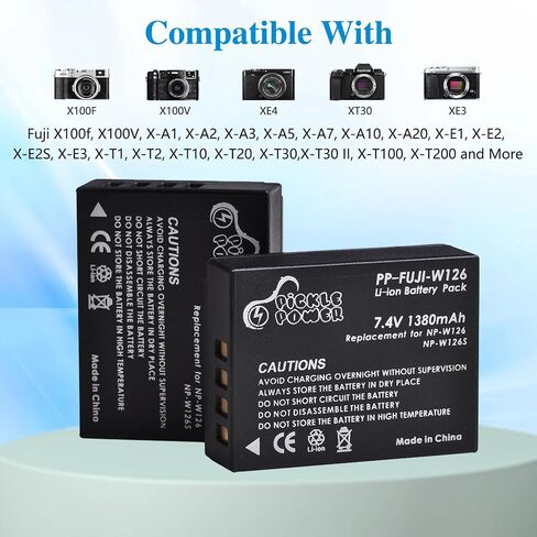 Picke Power NP-W126 NP-W126S Battery and LED Dual Charger for Fuji X100V X100VI X-T100 X-T200 X100F,X-T3 X-T30 X-T30 II X-T20 X-T1 X-T2 X-T10 X-S10 X-A5 X-A10 X-E4 in Saudi Arabia