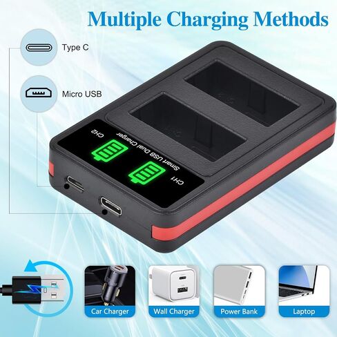 Picke Power NP-W126 NP-W126S Battery and LED Dual Charger for Fuji X100V X100VI X-T100 X-T200 X100F,X-T3 X-T30 X-T30 II X-T20 X-T1 X-T2 X-T10 X-S10 X-A5 X-A10 X-E4 in Saudi Arabia