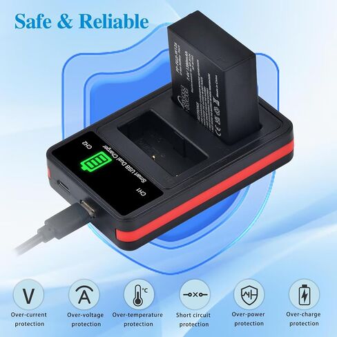 Picke Power NP-W126 NP-W126S Battery and LED Dual Charger for Fuji X100V X100VI X-T100 X-T200 X100F,X-T3 X-T30 X-T30 II X-T20 X-T1 X-T2 X-T10 X-S10 X-A5 X-A10 X-E4 in Saudi Arabia