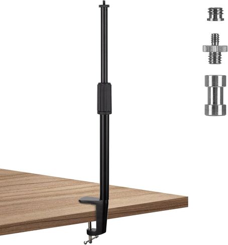 TARION Desk Light Camera Stand Mount with C Clamp Desktop Monopod | 14-25in Adjustable, 6.6 Pounts Load Capacity, C Clamp Tabletop Monopod, 1/4" 3/8" Screw Adapter, Spigot for Ring Light Webcam in Saudi Arabia