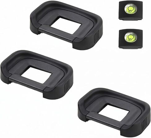 EF Camera Eyecup with Hot Shoe Bubble Level for Canon EOS Rebel T7 T6 T5 T100 4000D 3000D - Soft Rubber Viewfinder Eyepiece to Block Glare for Outdoor Shooting (3 Eyecups + 2 Levels) in Saudi Arabia