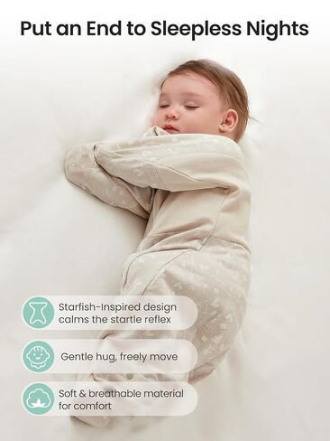 GROWNSY Swaddle Sleep Sack 3-6 Months, Starfish Design Baby Swaddle Sack, Dual-Zipper for Easy Diaper Changes, Proper Hip Development & Openable Foot Button, 12-20lbs, Deer in Saudi Arabia