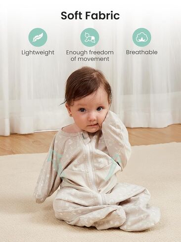 GROWNSY Swaddle Sleep Sack 3-6 Months, Starfish Design Baby Swaddle Sack, Dual-Zipper for Easy Diaper Changes, Proper Hip Development & Openable Foot Button, 12-20lbs, Deer in Saudi Arabia