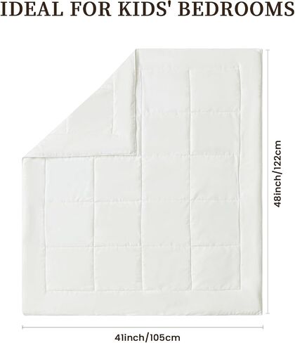 THXSILK Silk Toddler Blanket for Kids, 41"×48" Filling 100% Pure 7A+ Long Strand Tussah Silk Baby Crib Quilt/Duvet/Throw Natural Organic Cotton Shell Breathable Washable for All Season, White in Kuwait