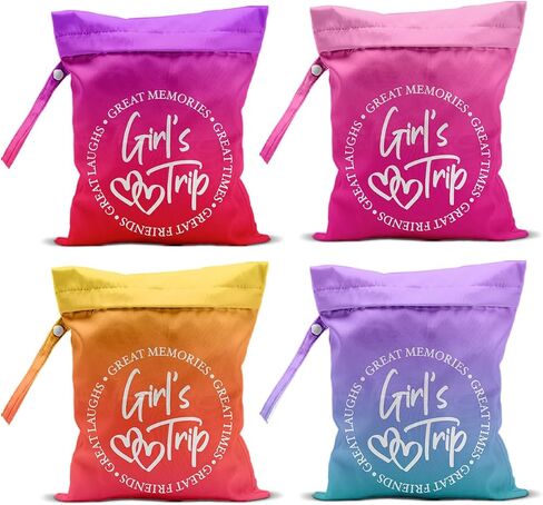 4Pcs Girls Trip Wet Dry Bag, Girls Trip Gifts Favors Beach Bag Wet Bags | Waterproof Reusable Travel Bags for Swimsuits, Baby Cloth Diapers, Beach,Pool, Gym Bag & Wet Clothes, Weekend Gifts for Women in Kuwait