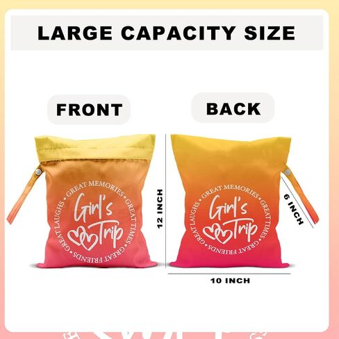 4Pcs Girls Trip Wet Dry Bag, Girls Trip Gifts Favors Beach Bag Wet Bags | Waterproof Reusable Travel Bags for Swimsuits, Baby Cloth Diapers, Beach,Pool, Gym Bag & Wet Clothes, Weekend Gifts for Women in Kuwait