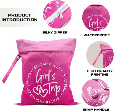 4Pcs Girls Trip Wet Dry Bag, Girls Trip Gifts Favors Beach Bag Wet Bags | Waterproof Reusable Travel Bags for Swimsuits, Baby Cloth Diapers, Beach,Pool, Gym Bag & Wet Clothes, Weekend Gifts for Women in Kuwait